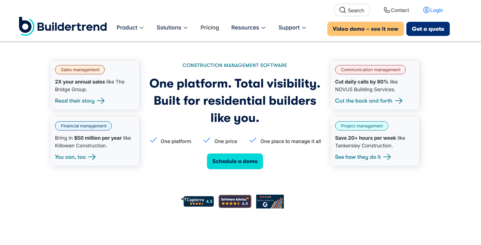 Buildertrend provides integrated job costing, budgeting, and financial tracking.