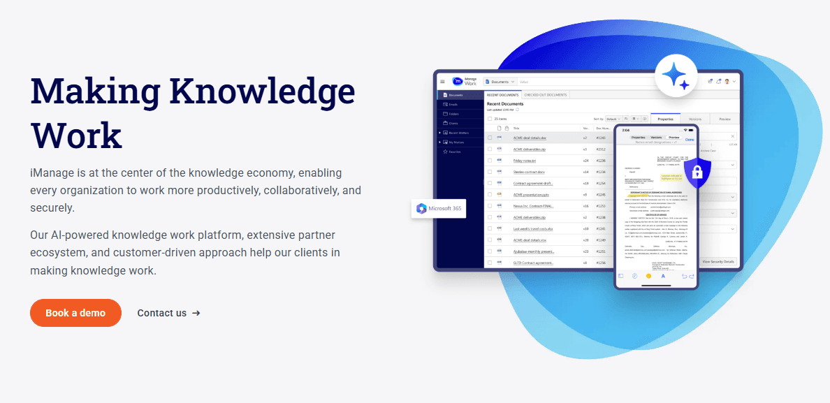 Securely manages documents, emails, and compliance risk for finance.