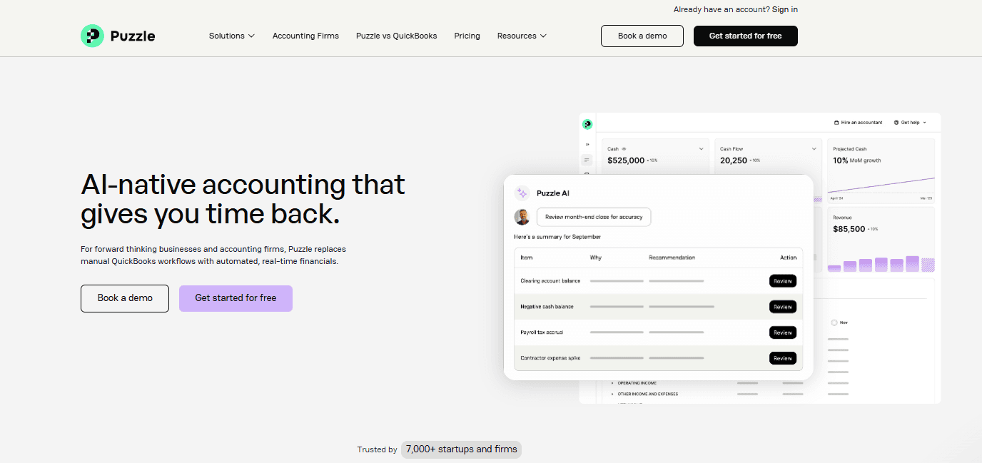 AI accounting that auto-categorizes, reconciles, and shows real-time cash.