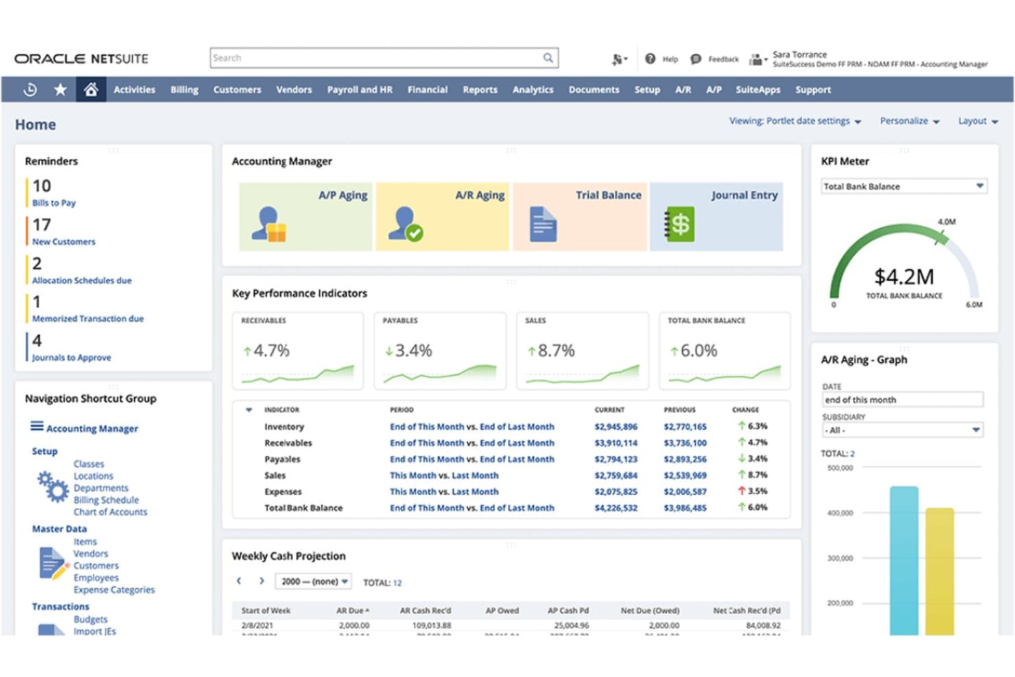 NetSuite Cloud Accounting product UI
