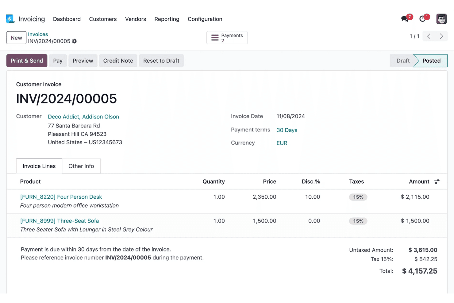 Odoo screenshot
