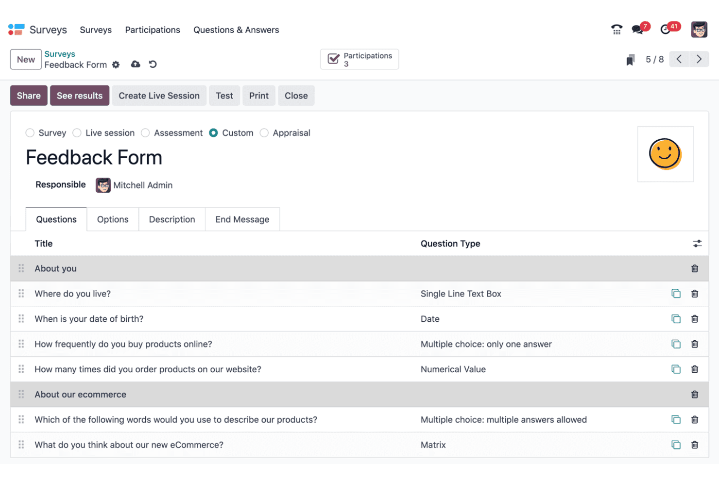 Odoo screenshot
