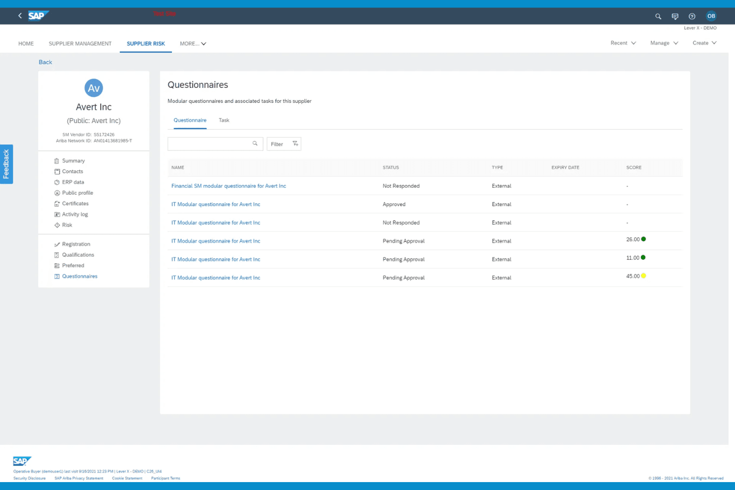 SAP Ariba screenshot