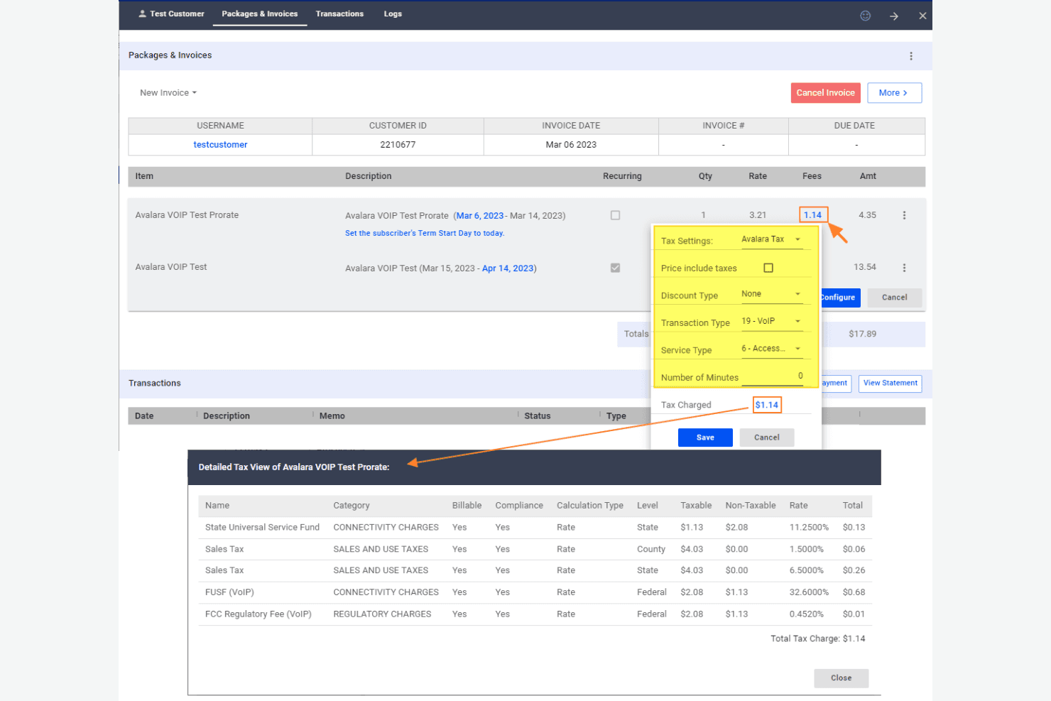 Avalara screenshot