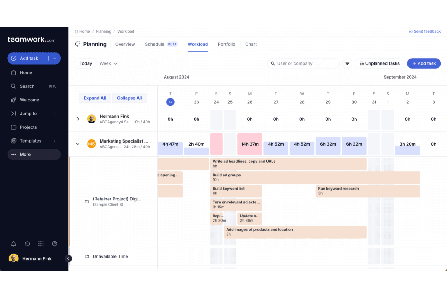 Teamwork.com screenshot