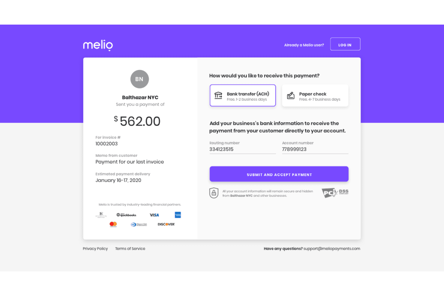 Melio screenshot