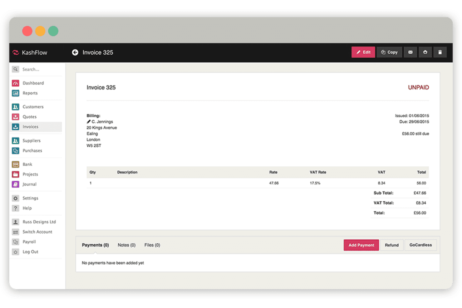 KashFlow screenshot