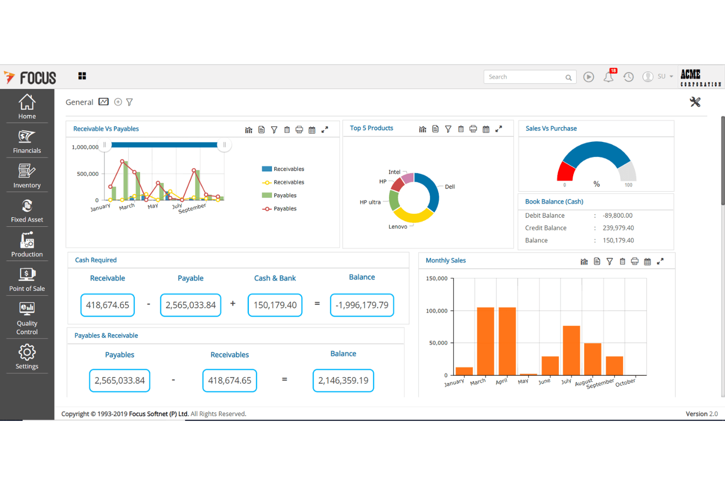 Focus ERP screenshot
