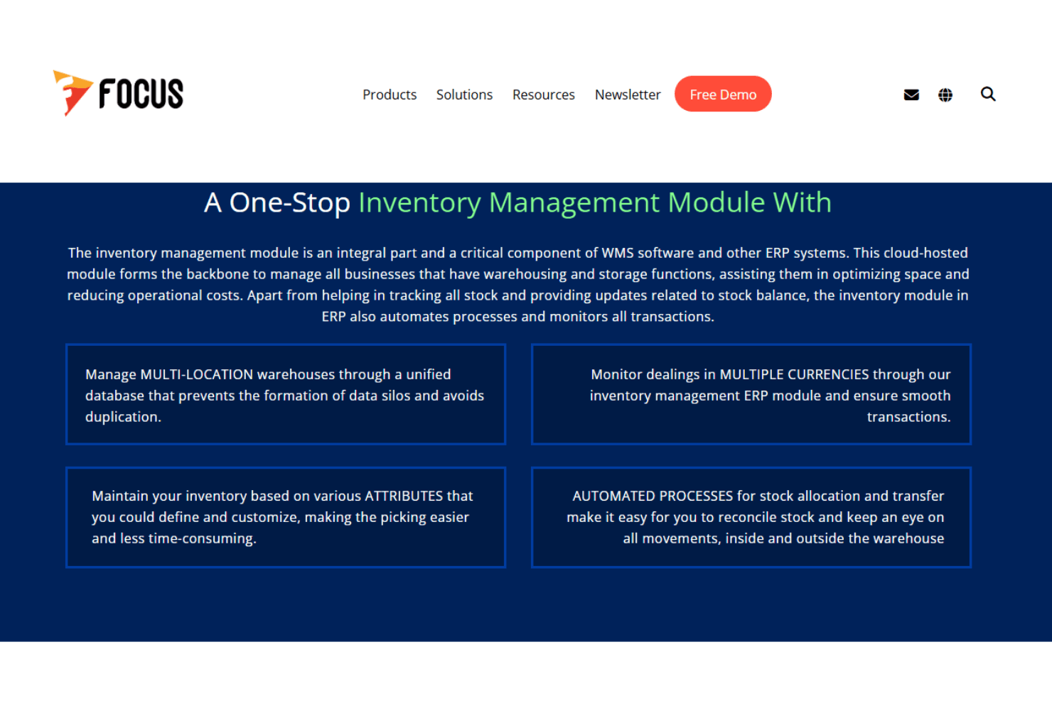 Focus ERP screenshot