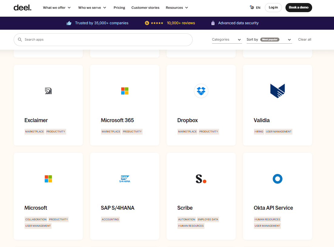 Deel Payroll screenshot