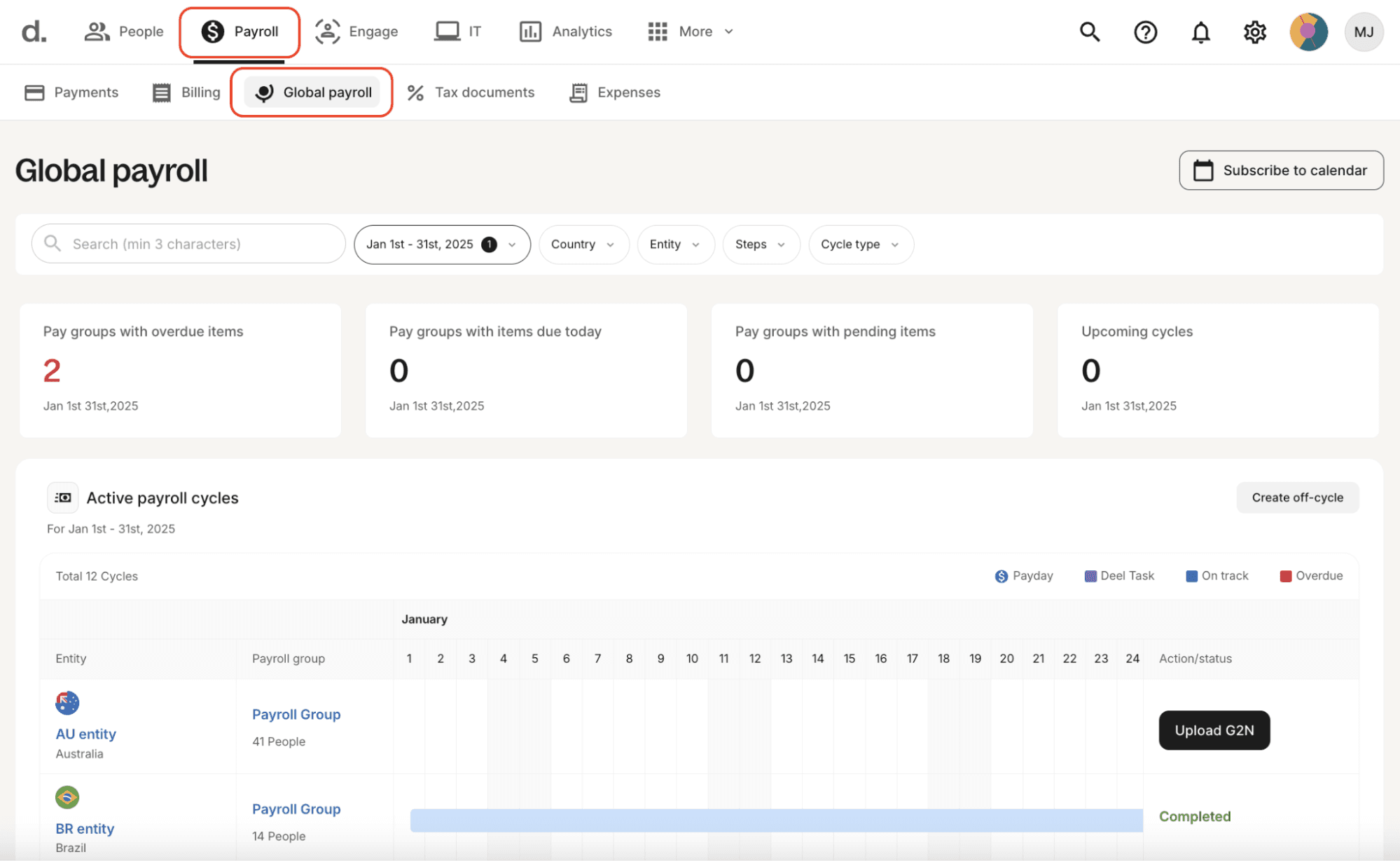 Deel Payroll screenshot