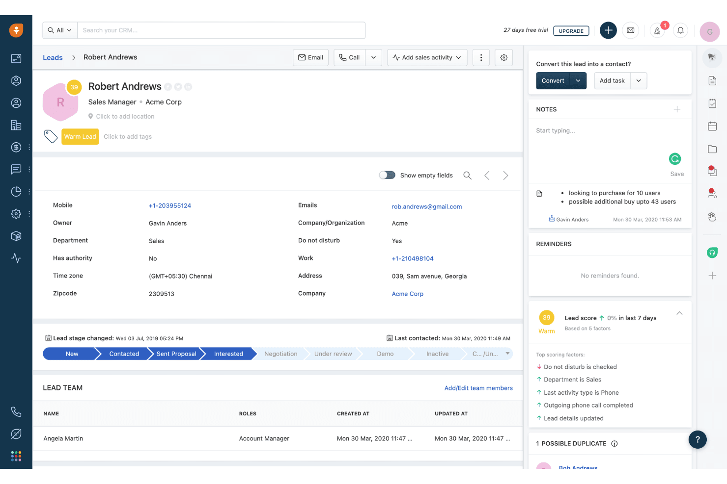 Freshsales screenshot