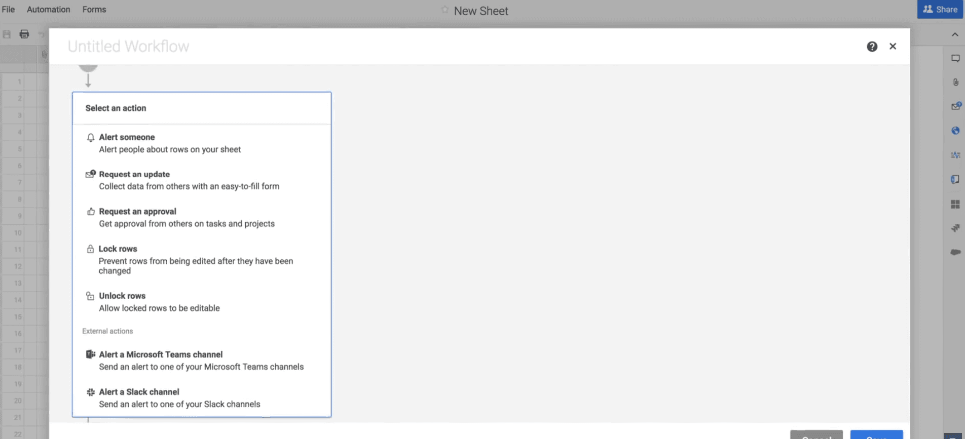 Smartsheet screenshot
