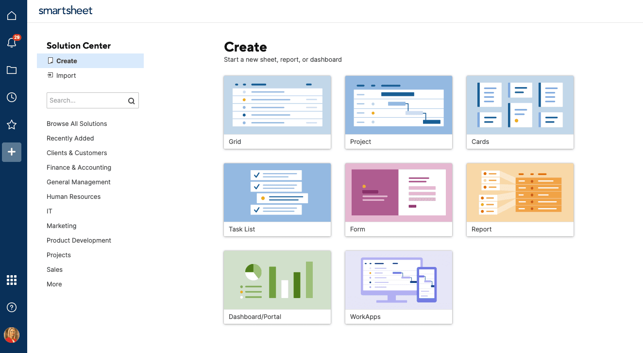 Smartsheet screenshot