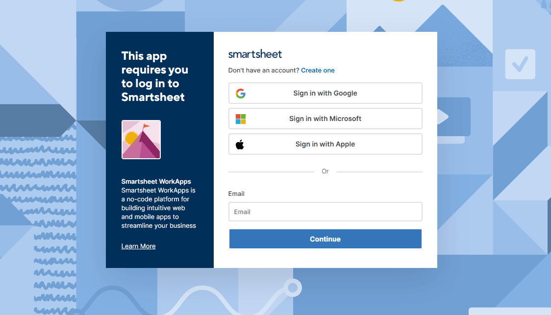 Smartsheet screenshot