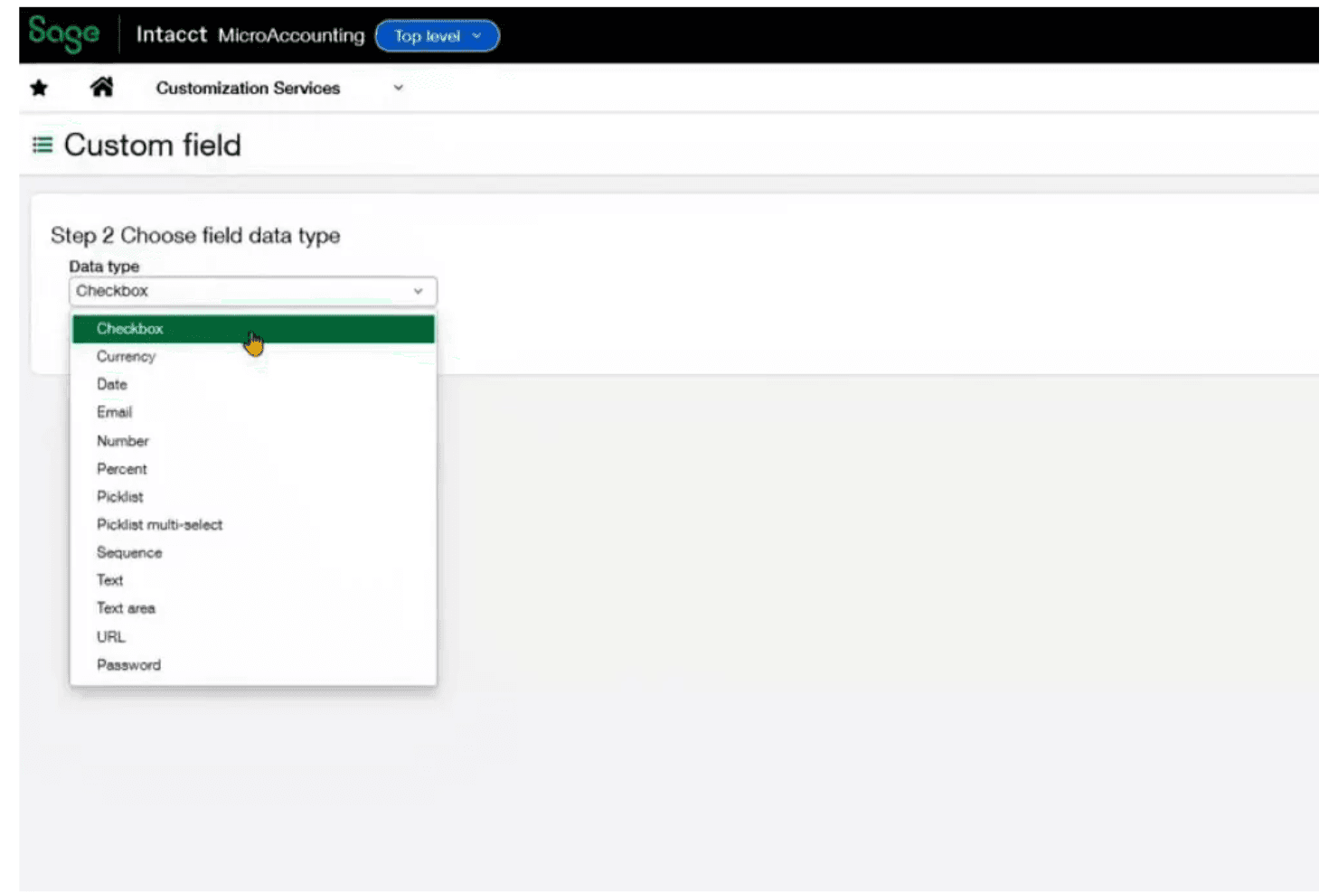 Sage ERP screenshot