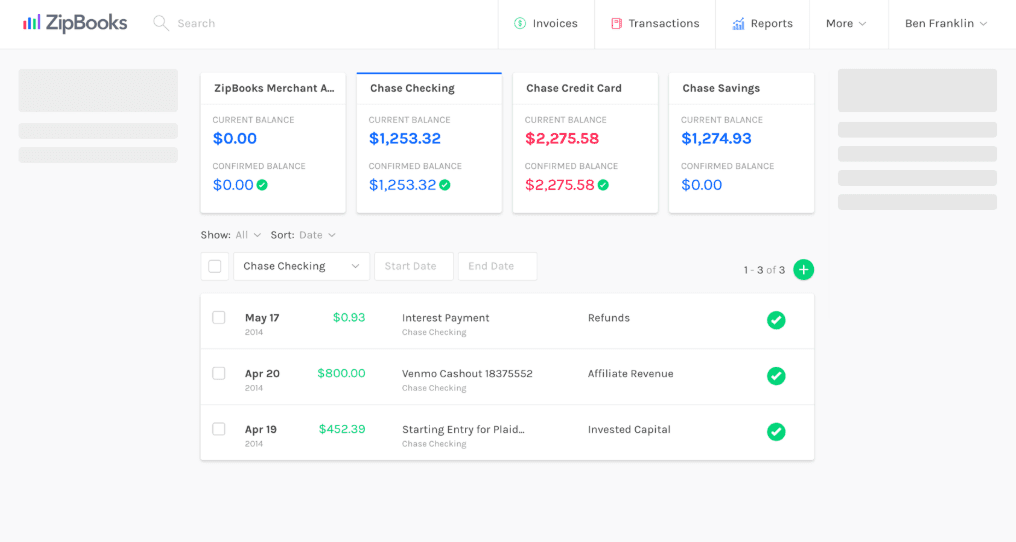 ZipBooks screenshot