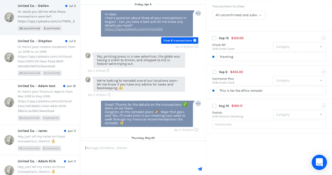 ZipBooks screenshot