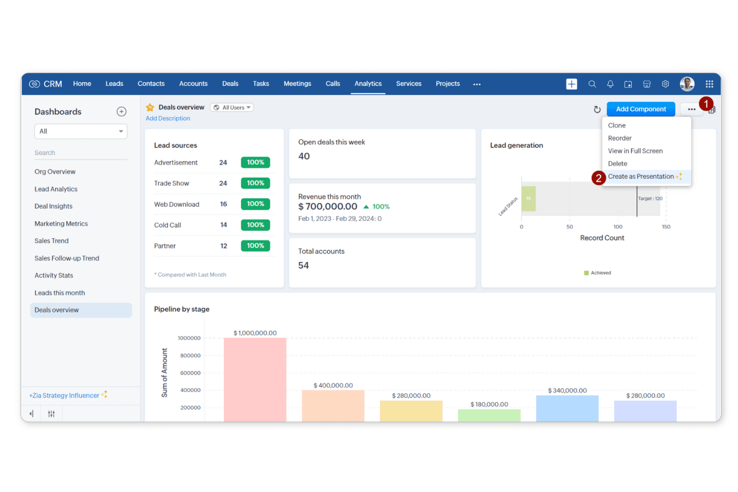 Zoho CRM screenshot