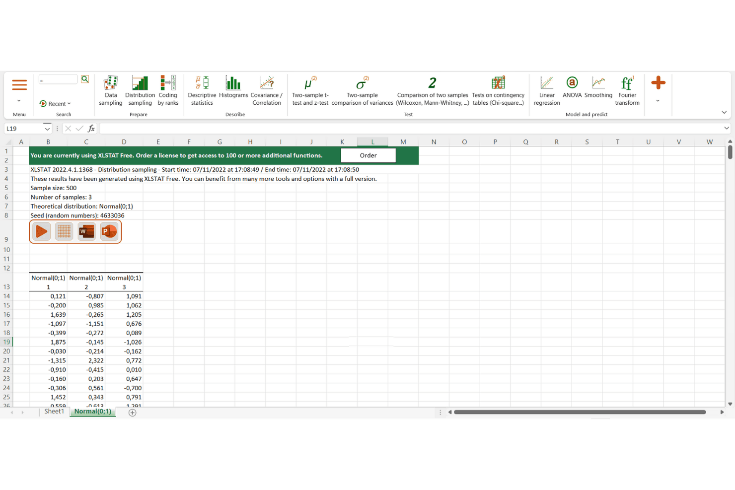 XLSTAT screenshot