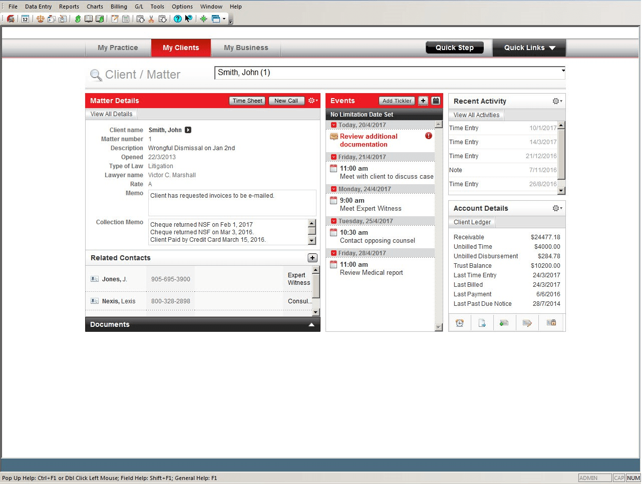 PCLaw screenshot