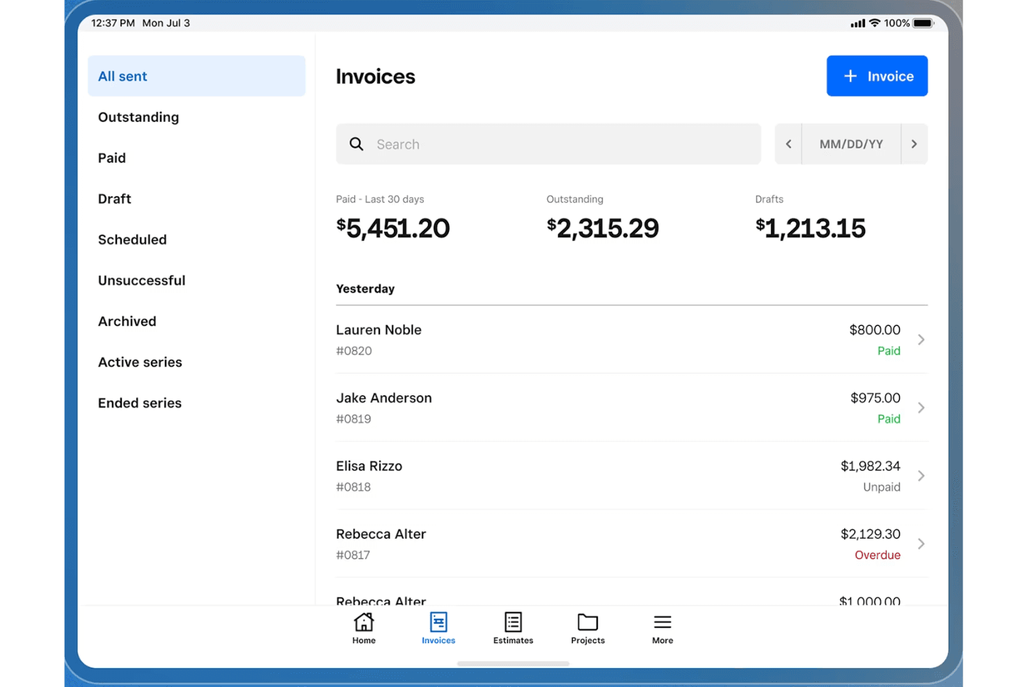 Square Invoices screenshot