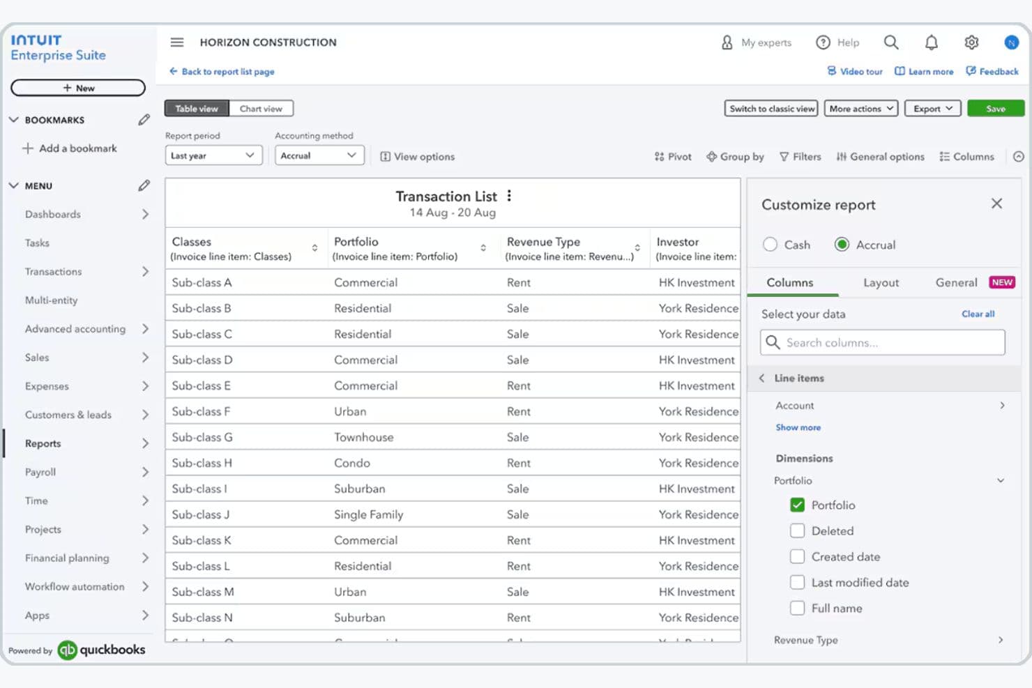 Intuit Enterprise Suite screenshot