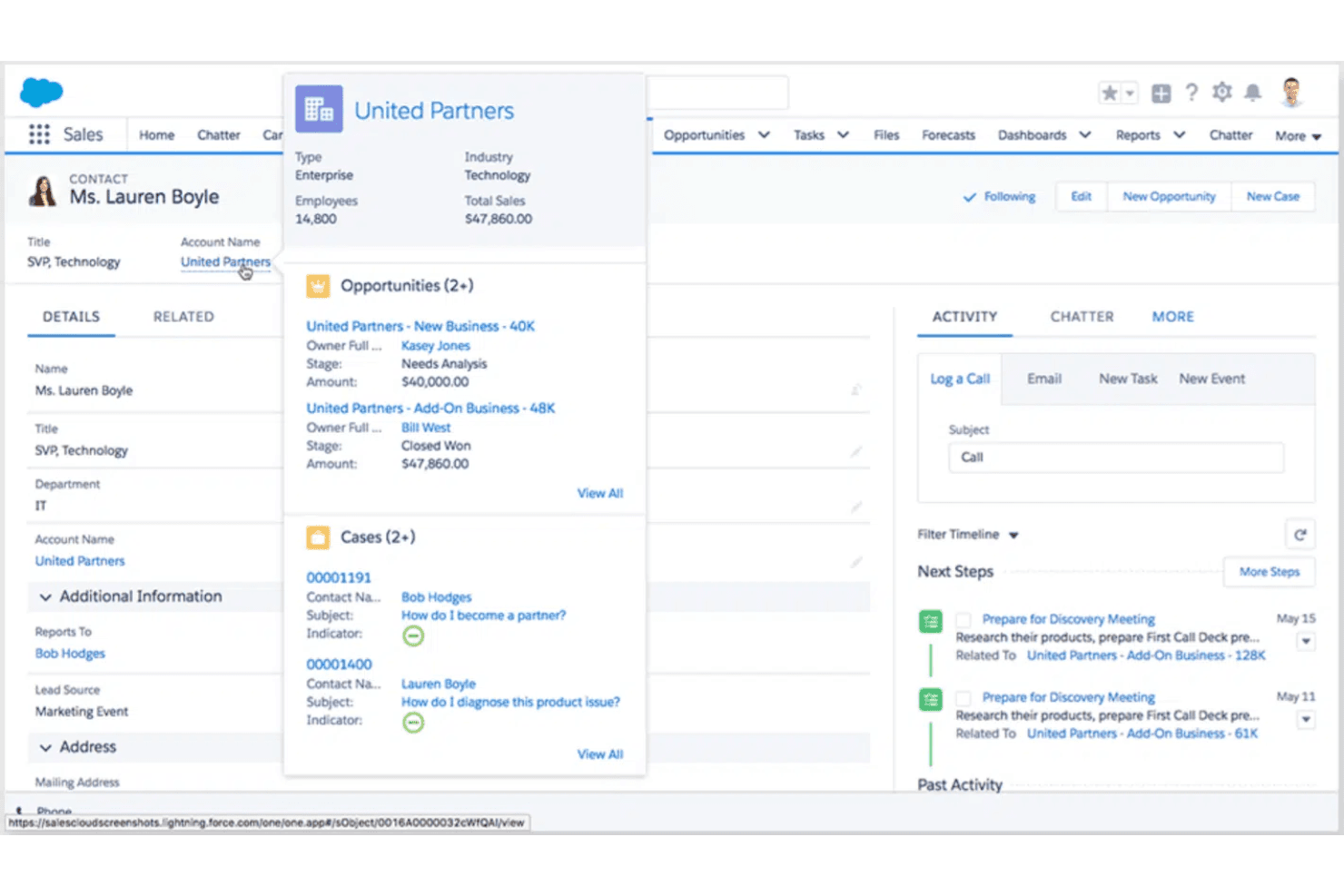 Salesforce CRM screenshot