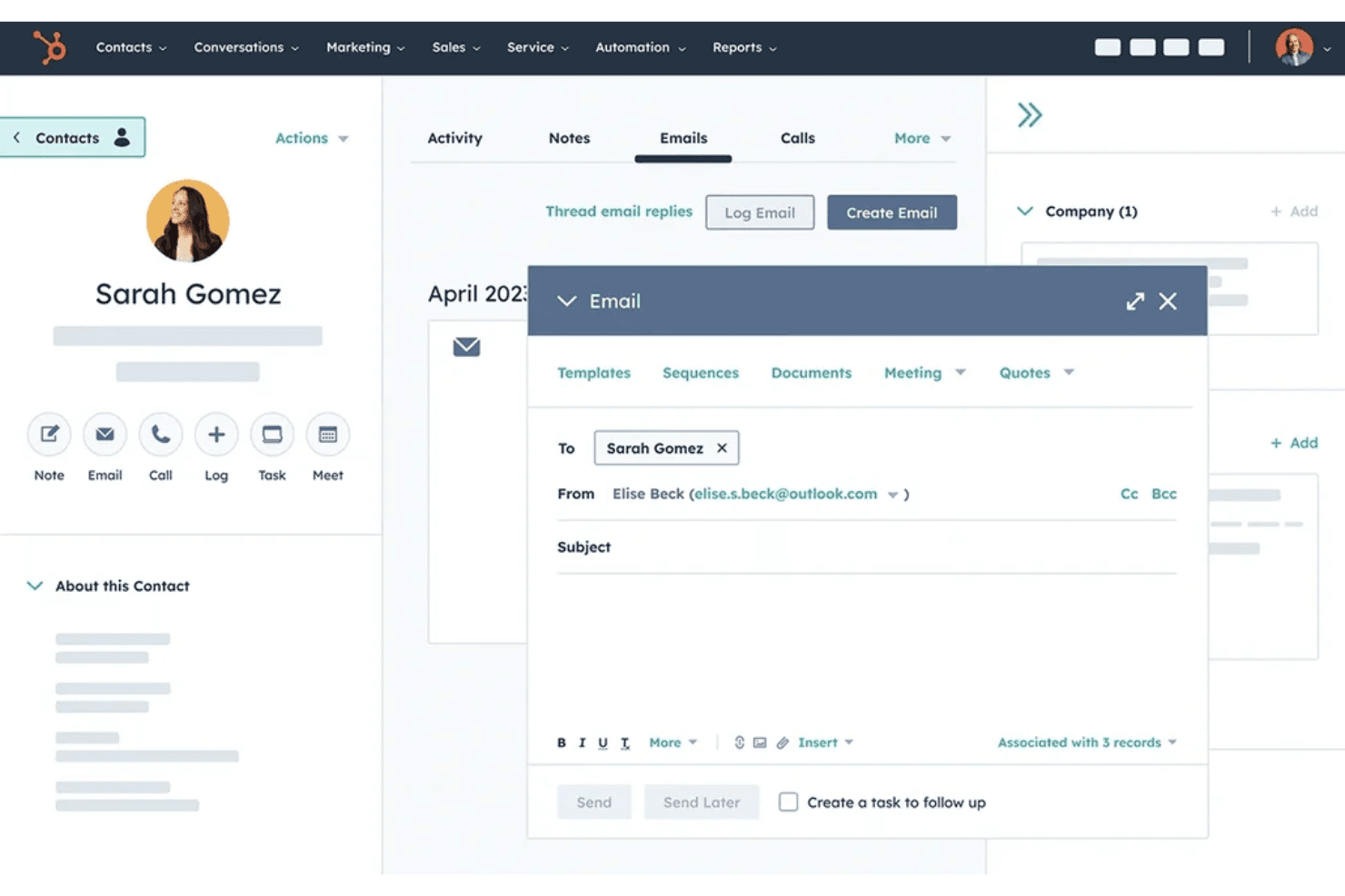 HubSpot CRM screenshot