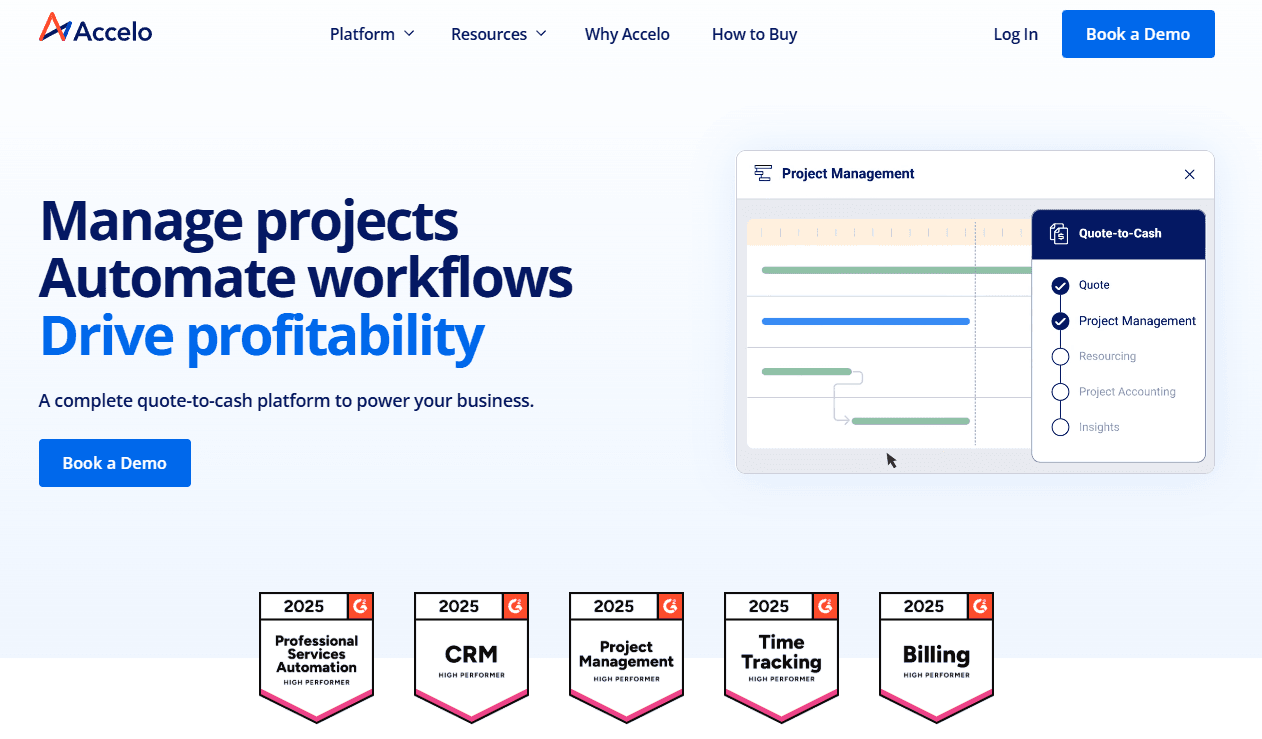 Accelo streamlines accounting with billing, invoicing, and expense tracking.