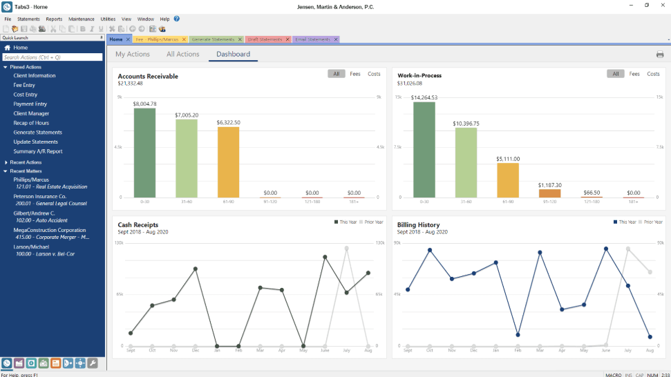Tabs3 manages legal billing, accounting, and practice workflow efficiently.