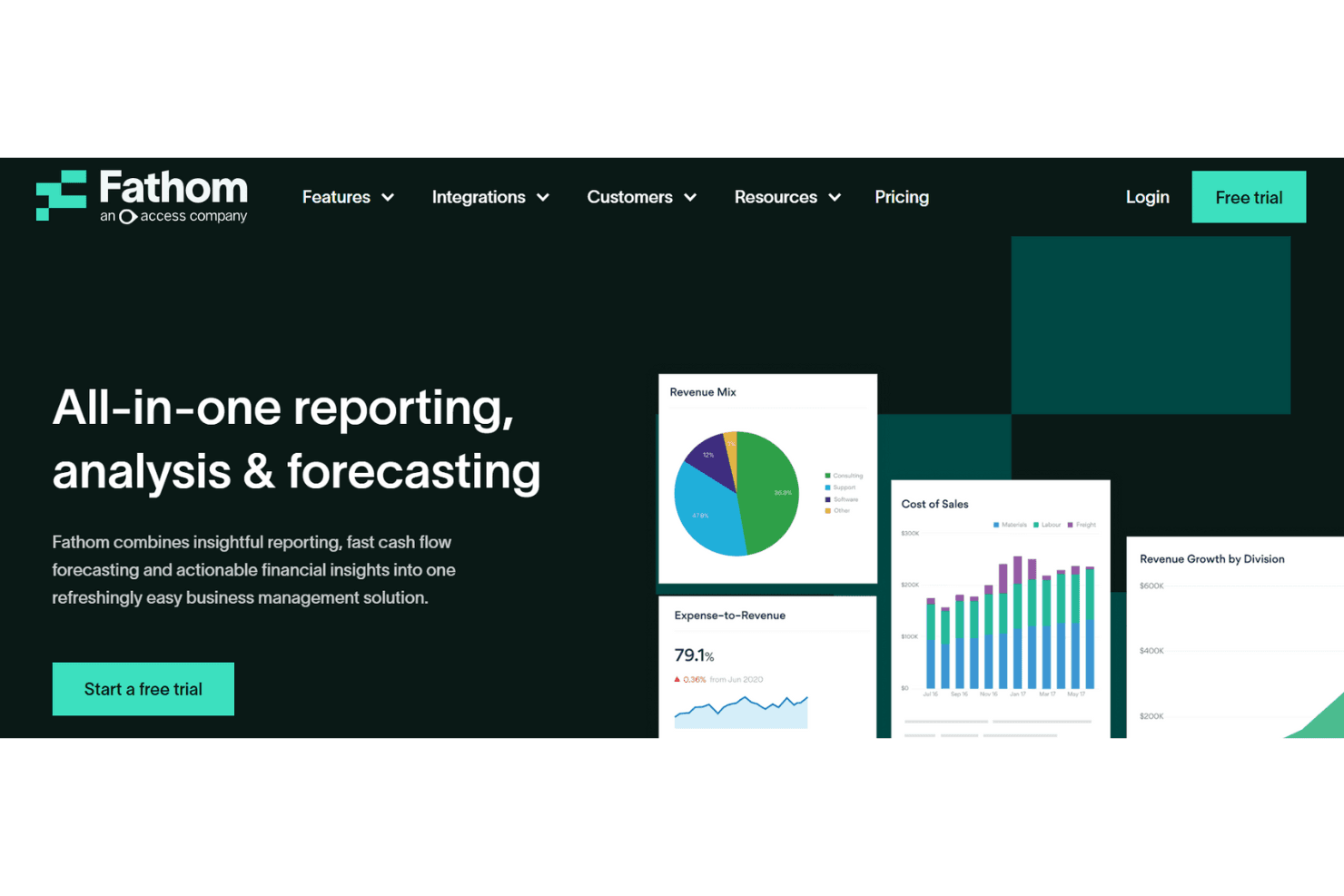 Fathom is a financial forecasting and analysis tool that helps teams visualize data and make strategic decisions.