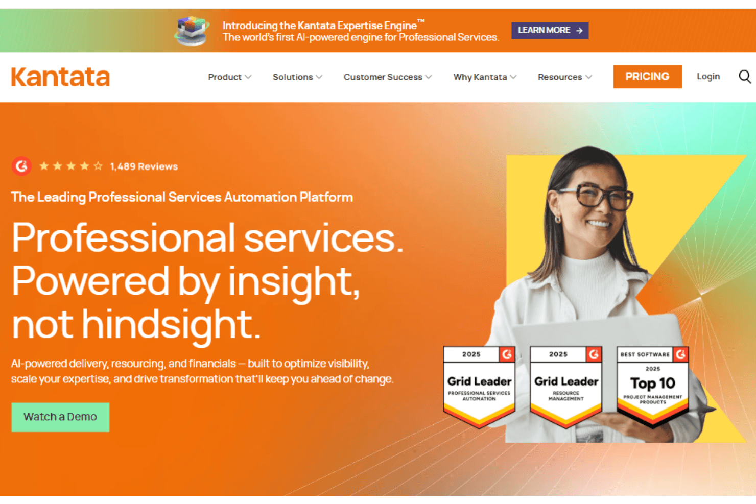 Kantata tracks expenses, time, and project finances for services teams.