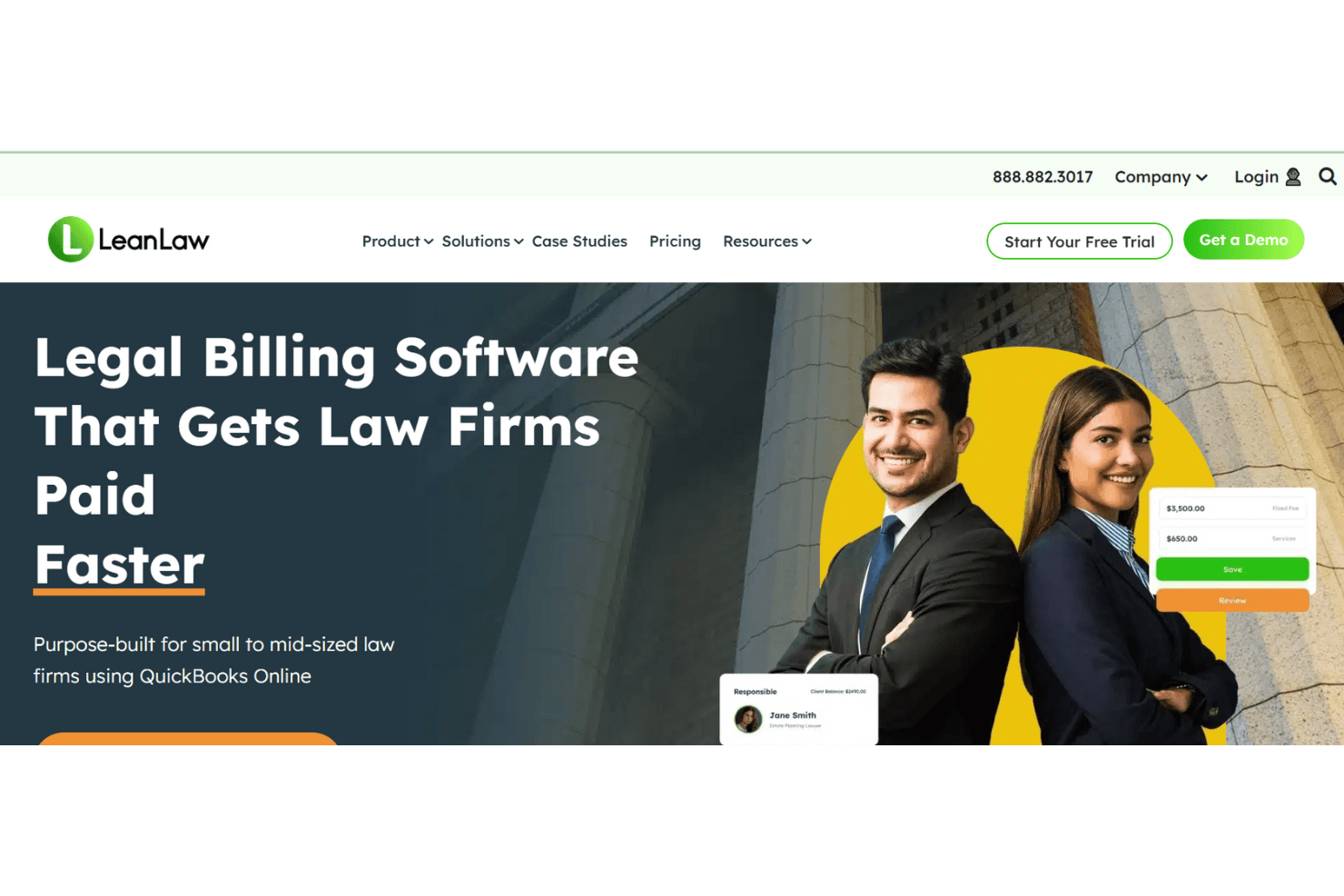 LeanLaw is a legal accounting tool for law firms to manage billing and time tracking.