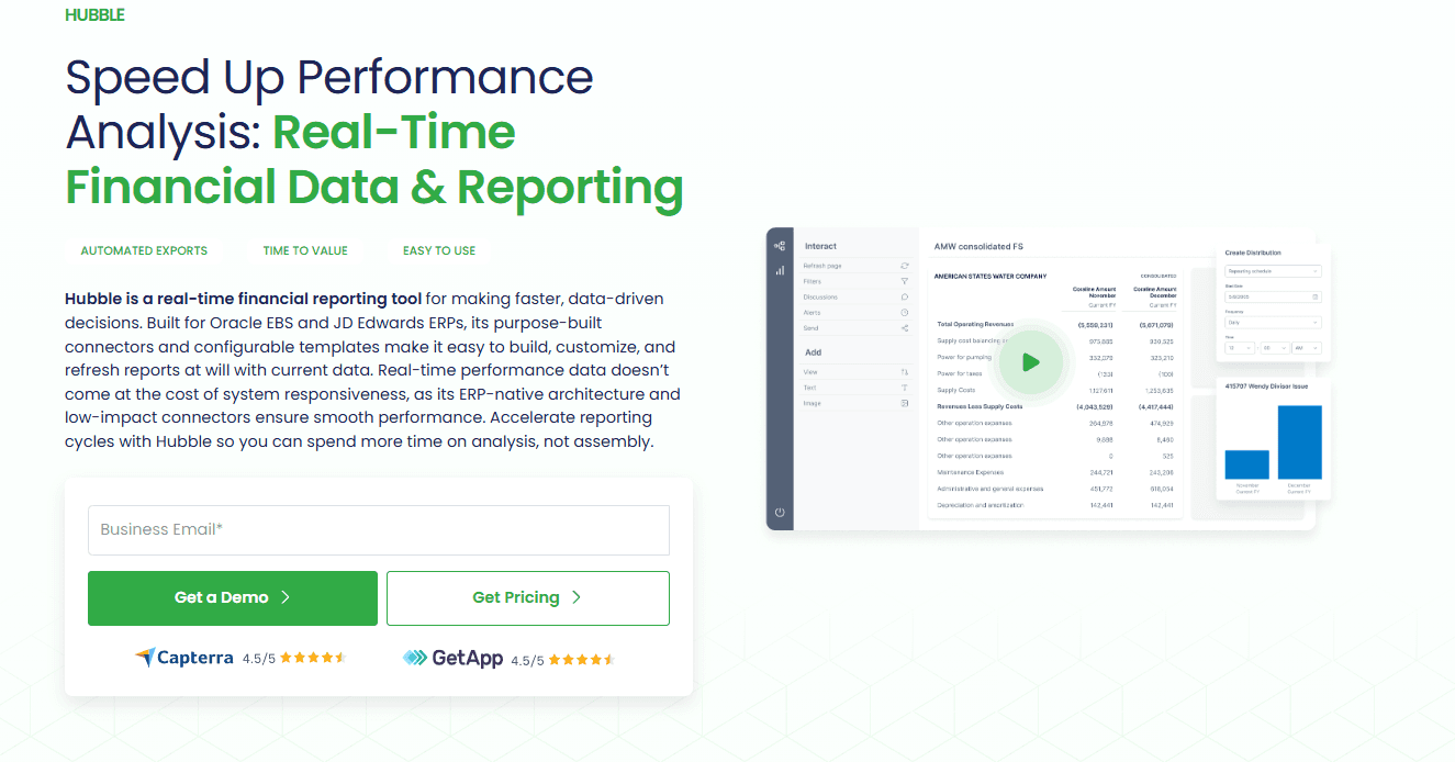 Real-time ERP financial reporting with analytics & planning tools.