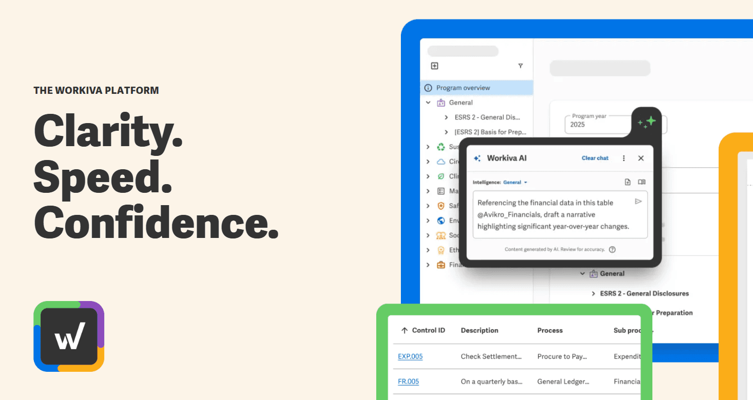 Workiva streamlines collaborative, compliant financial reporting with audit-ready controls.