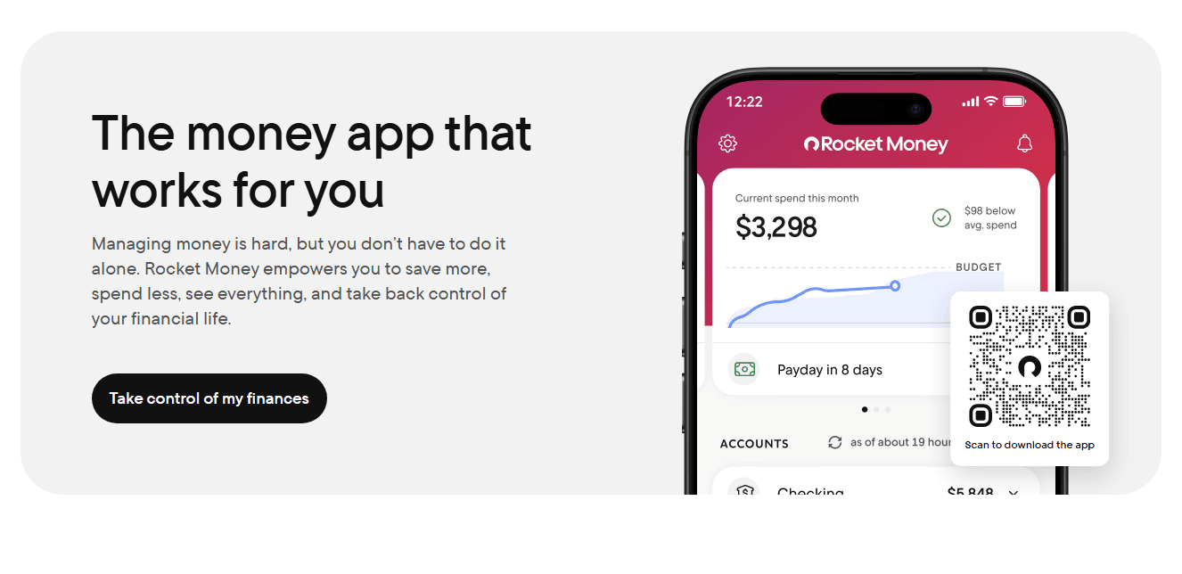 Tracks spending, categorizes transactions, budgets, and flags recurring bills.