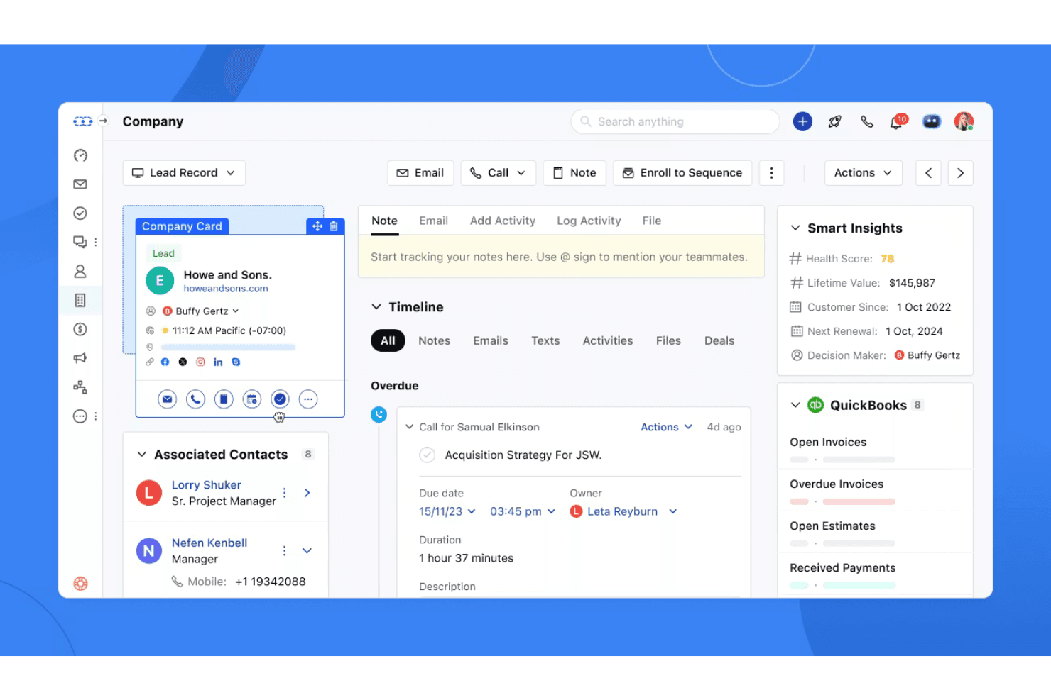 Centralizes customer and sales data to manage pipelines and revenue.