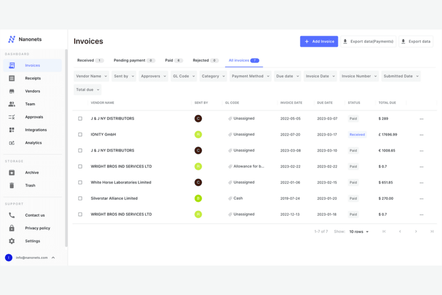 Automates invoice capture, AI data extraction, matching & approvals.