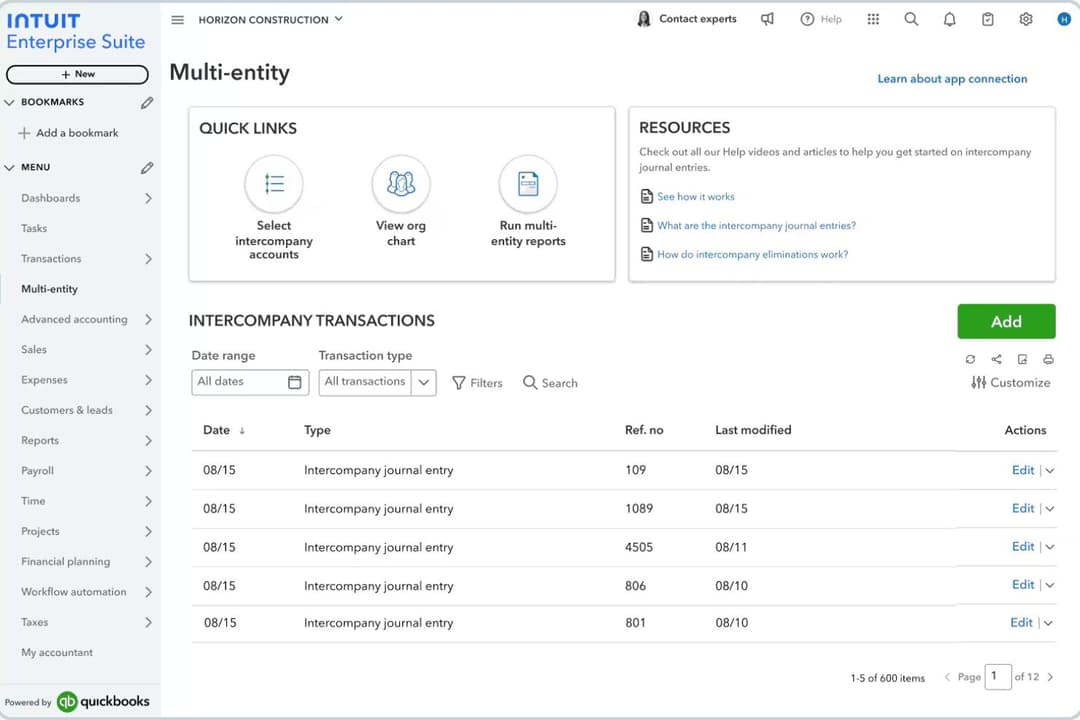Manage multiple entities and track intercompany transactions from a single centralized dashboard.