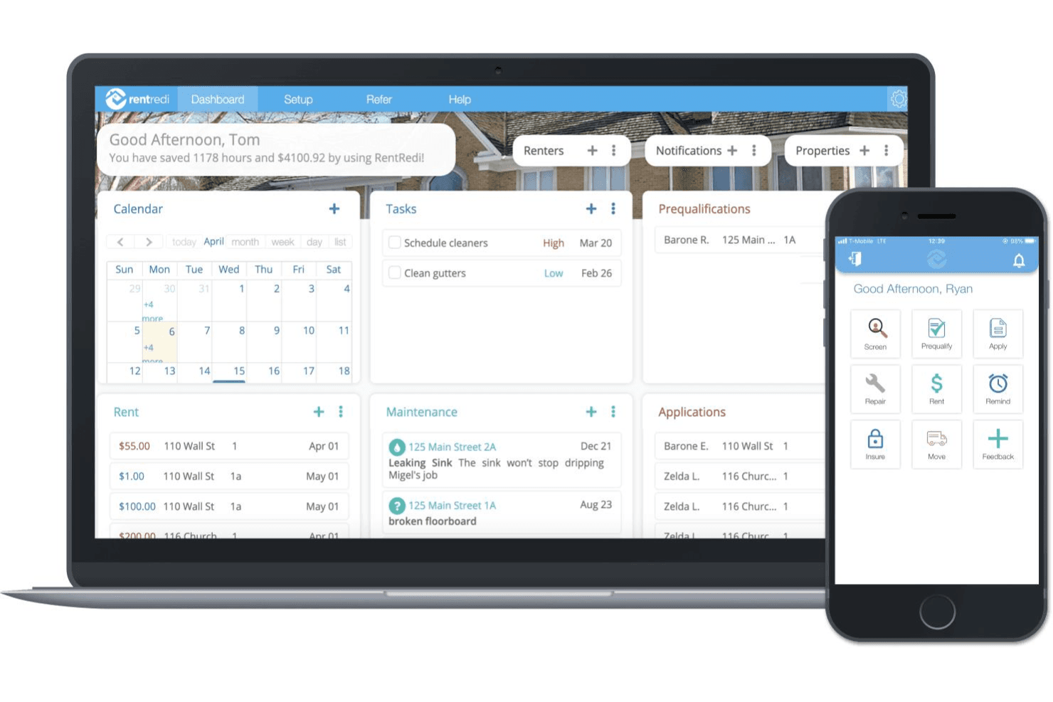 RentRedi manages rent, tenants, and listings for landlords.