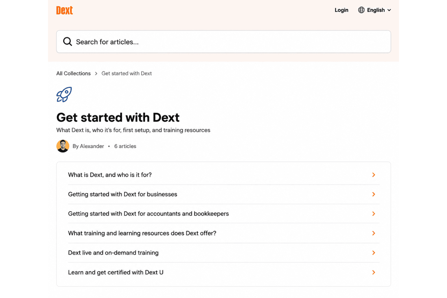 Dext onboarding dashboard with setup checklists and guidance.