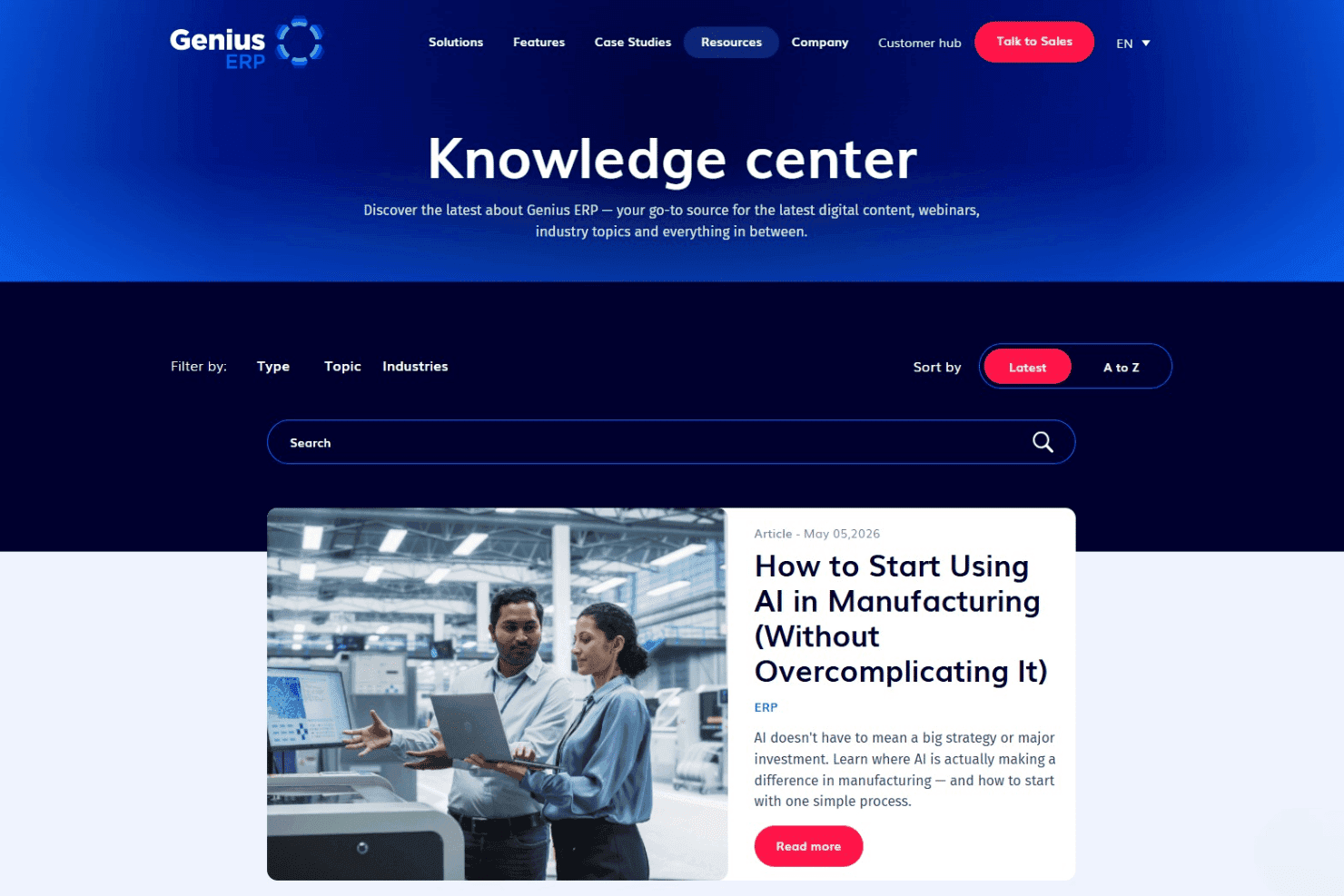 Genius ERP knowledge center