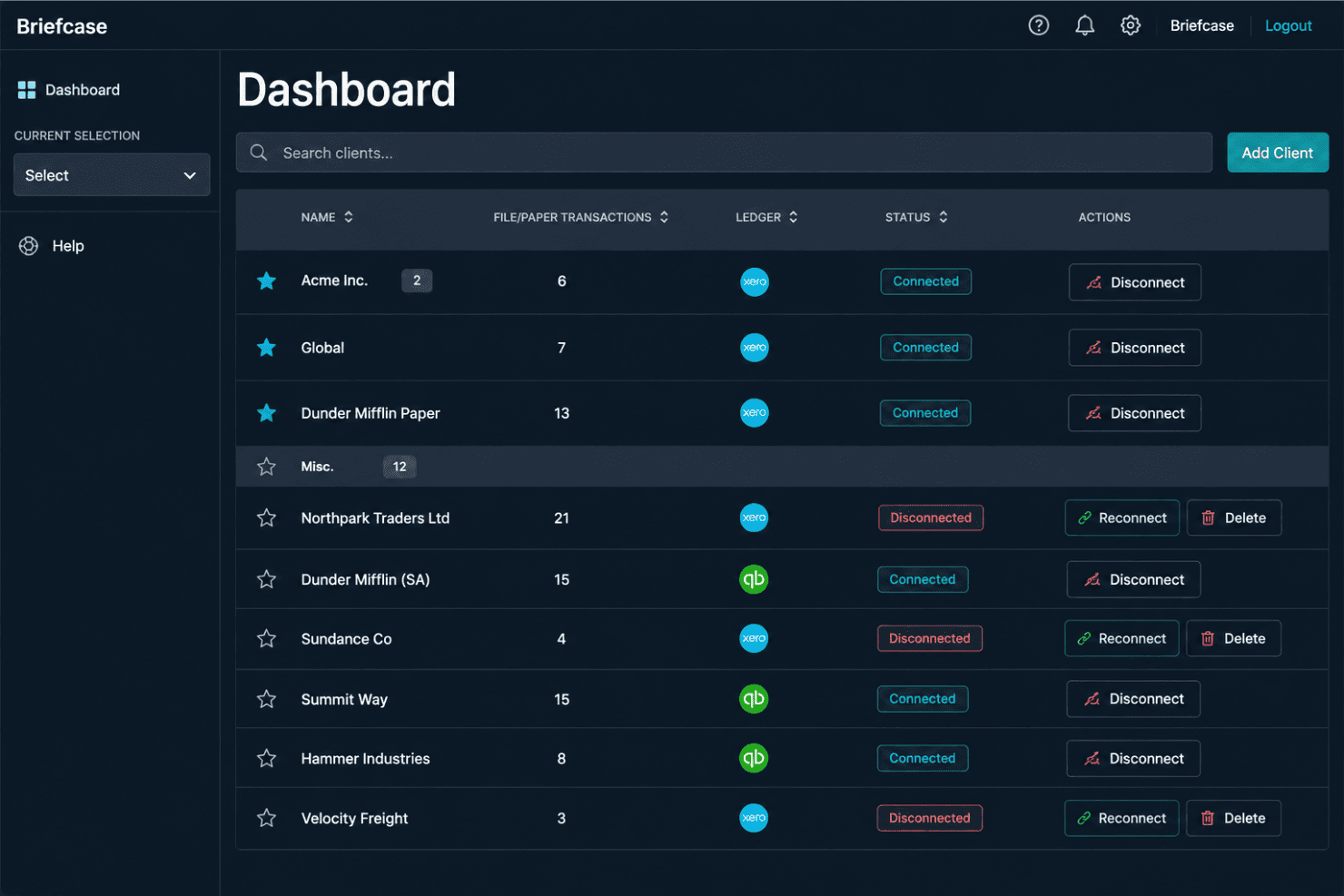 Briefcase accounting integration featuring automated publishing, accounting software synchronization, bill approvals, Slack-based finance workflows, payment processing, and bookkeeping automation.