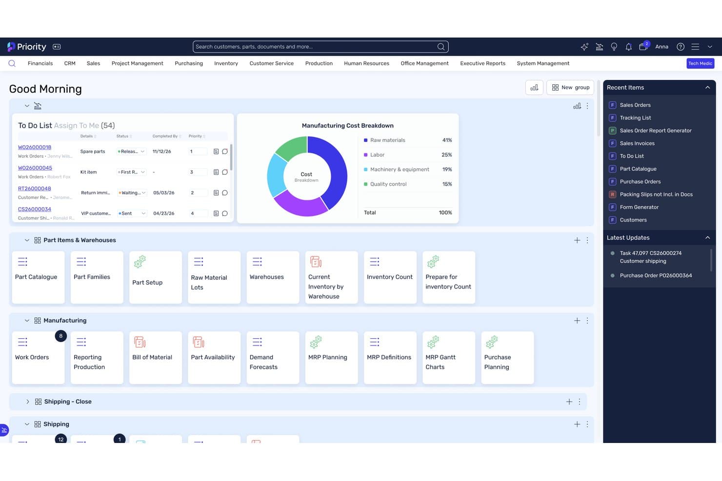 Priority ERP streamlines operations, reporting, and finance in one system.