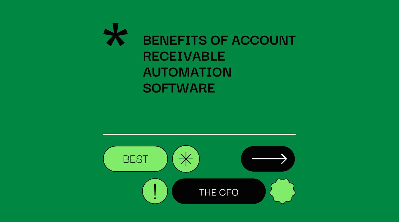 Benefits of account receivable automation software text on green background