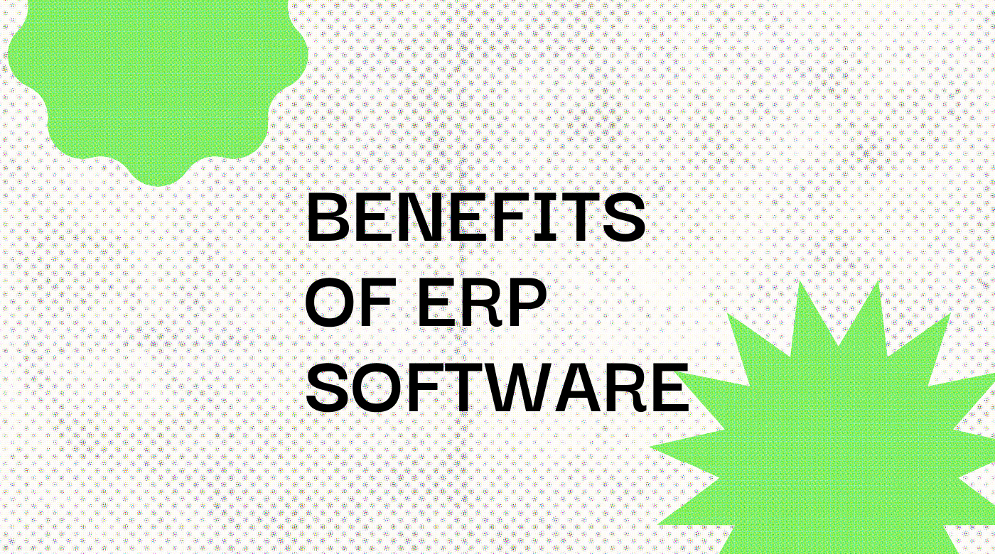 Benefits of erp software text on white background