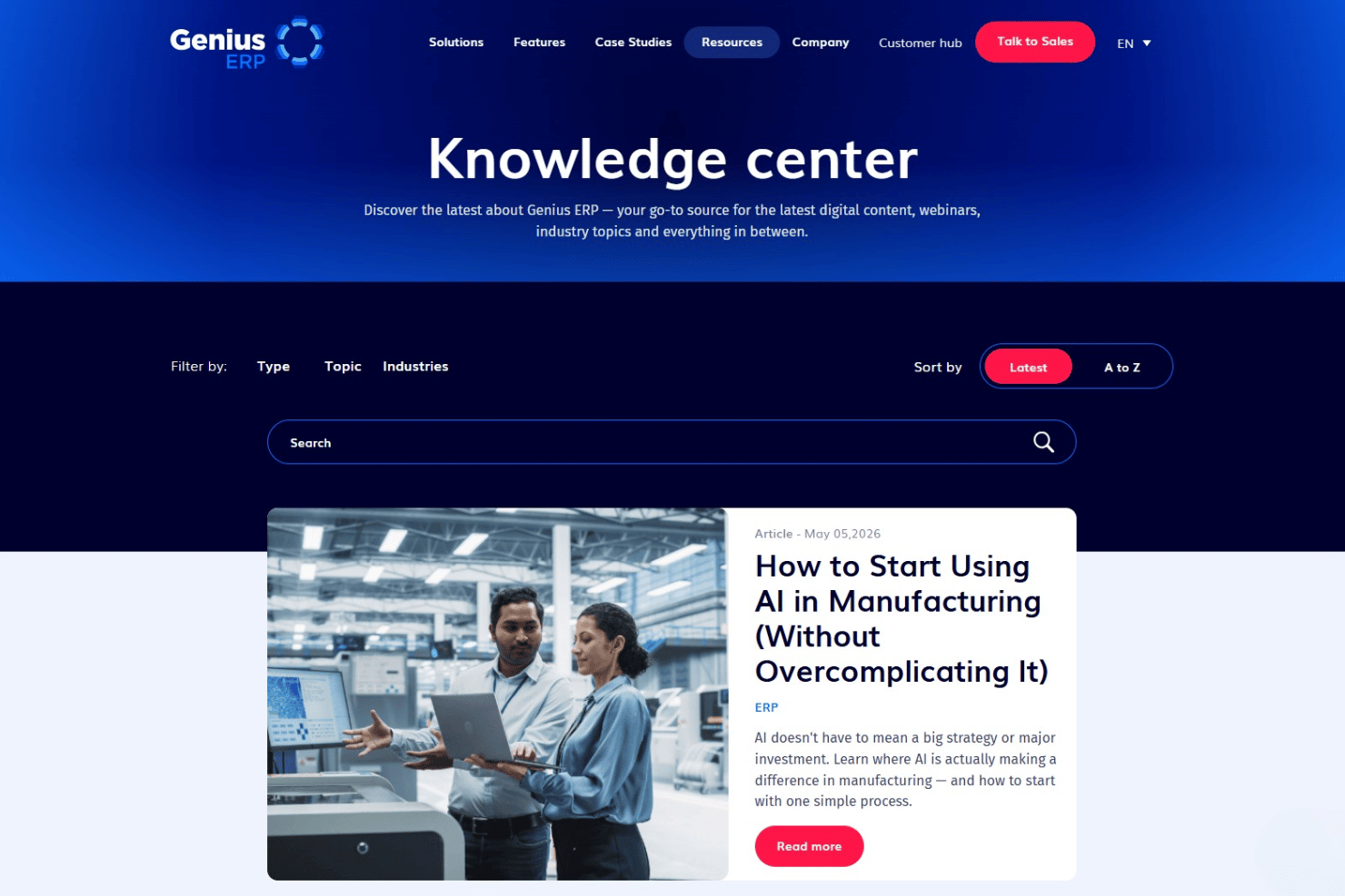 Genius ERP knowledge center