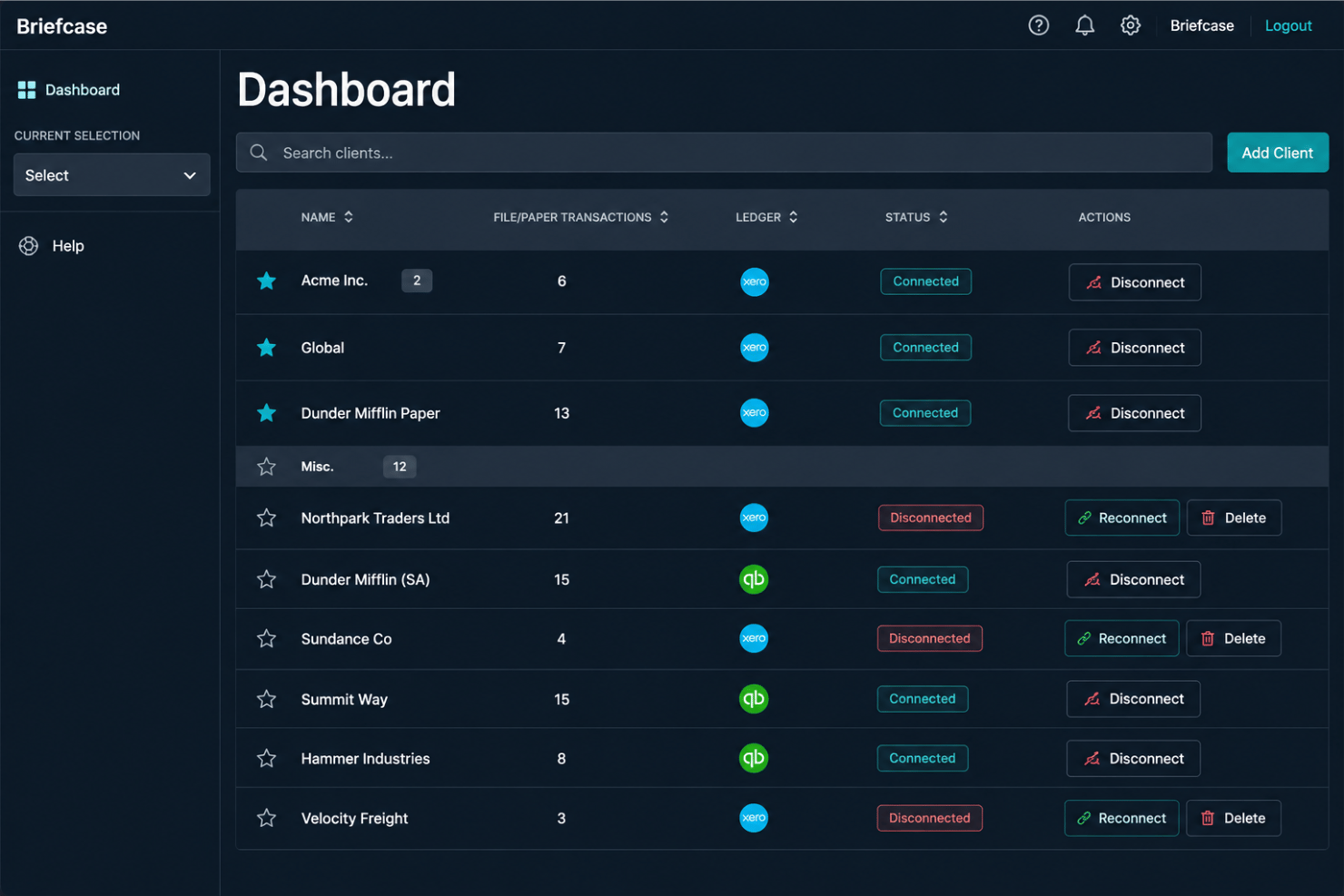 Briefcase accounting integration featuring automated publishing, accounting software synchronization, bill approvals, Slack-based finance workflows, payment processing, and bookkeeping automation.