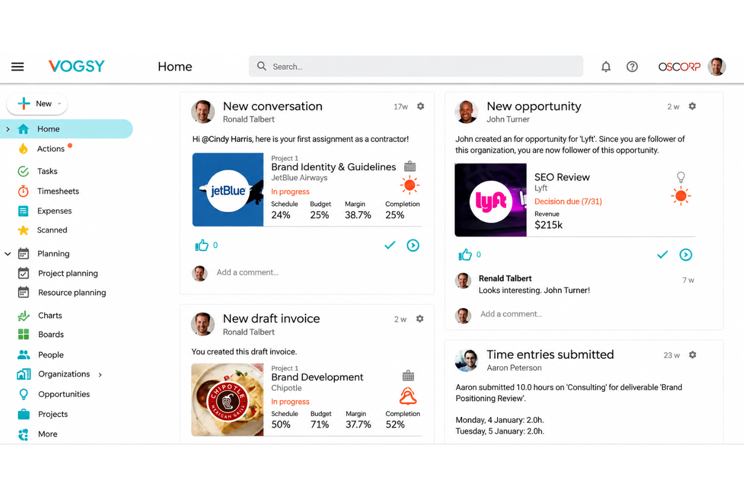 VOGSY unifies project accounting, resources, and billing for services firms.